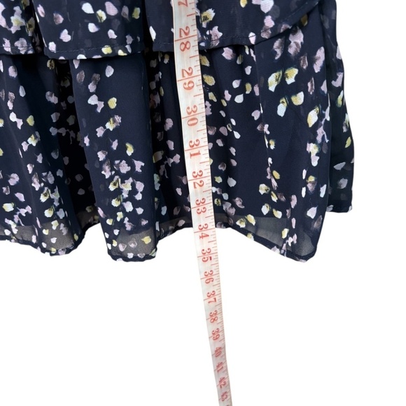 ONLY Easy Care Poly Chiffon Fully Lined, Tiered Long Sleeve Mini Dress US Sz 6 - Picture 7 of 11